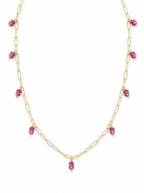 N0020 Ruby Paperclip Gold Necklace